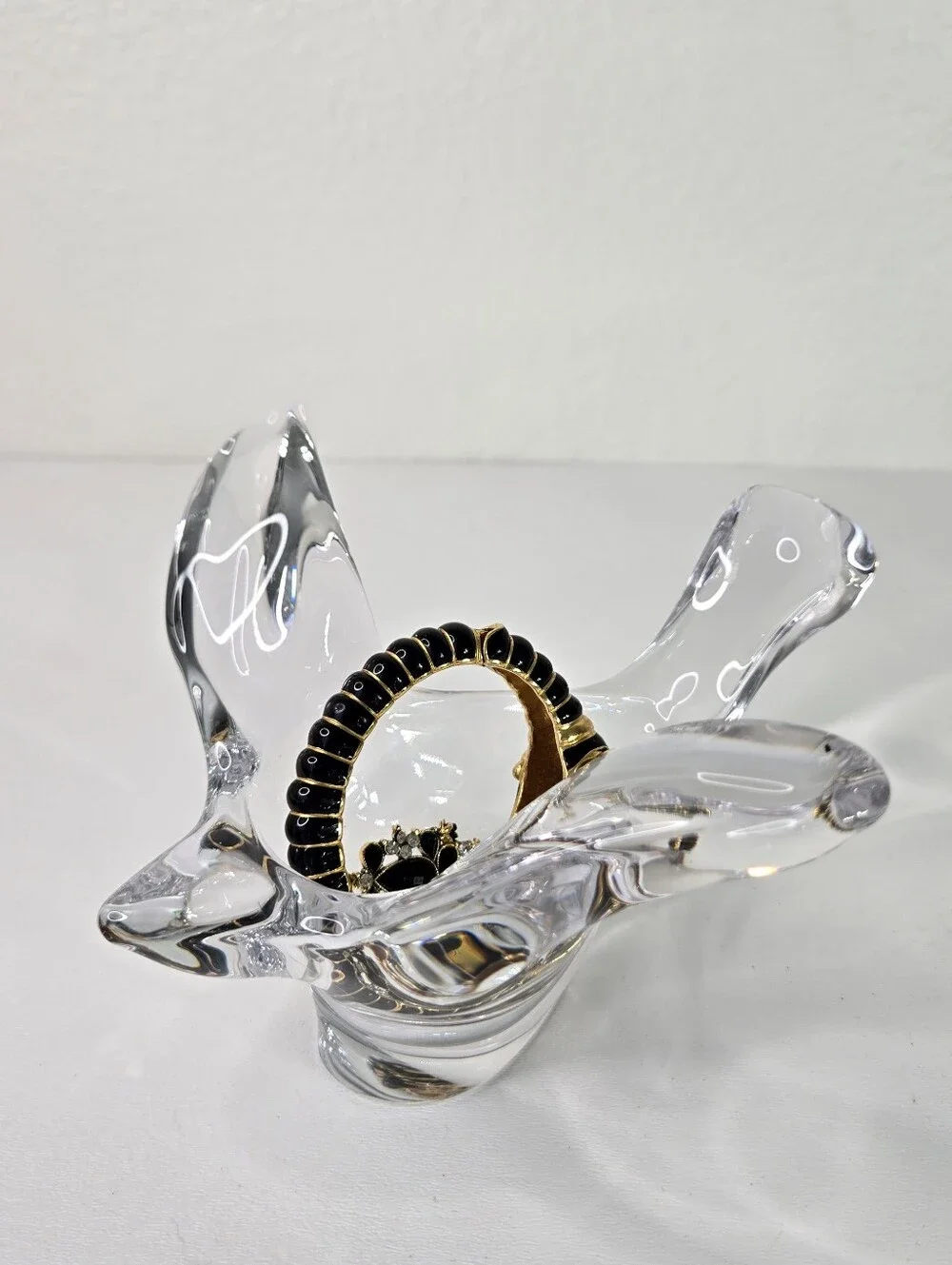 Princess House Lead Crystal Flying Bird Dove‎ Candy Trinket Dish Soaring VTG art